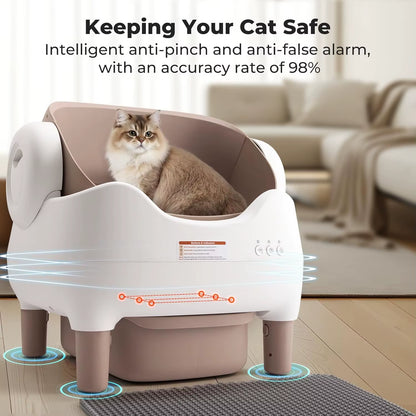 Smart Automatic Cat Litter Box – Open-Top Self-Cleaning Design with App Control & Odor Management