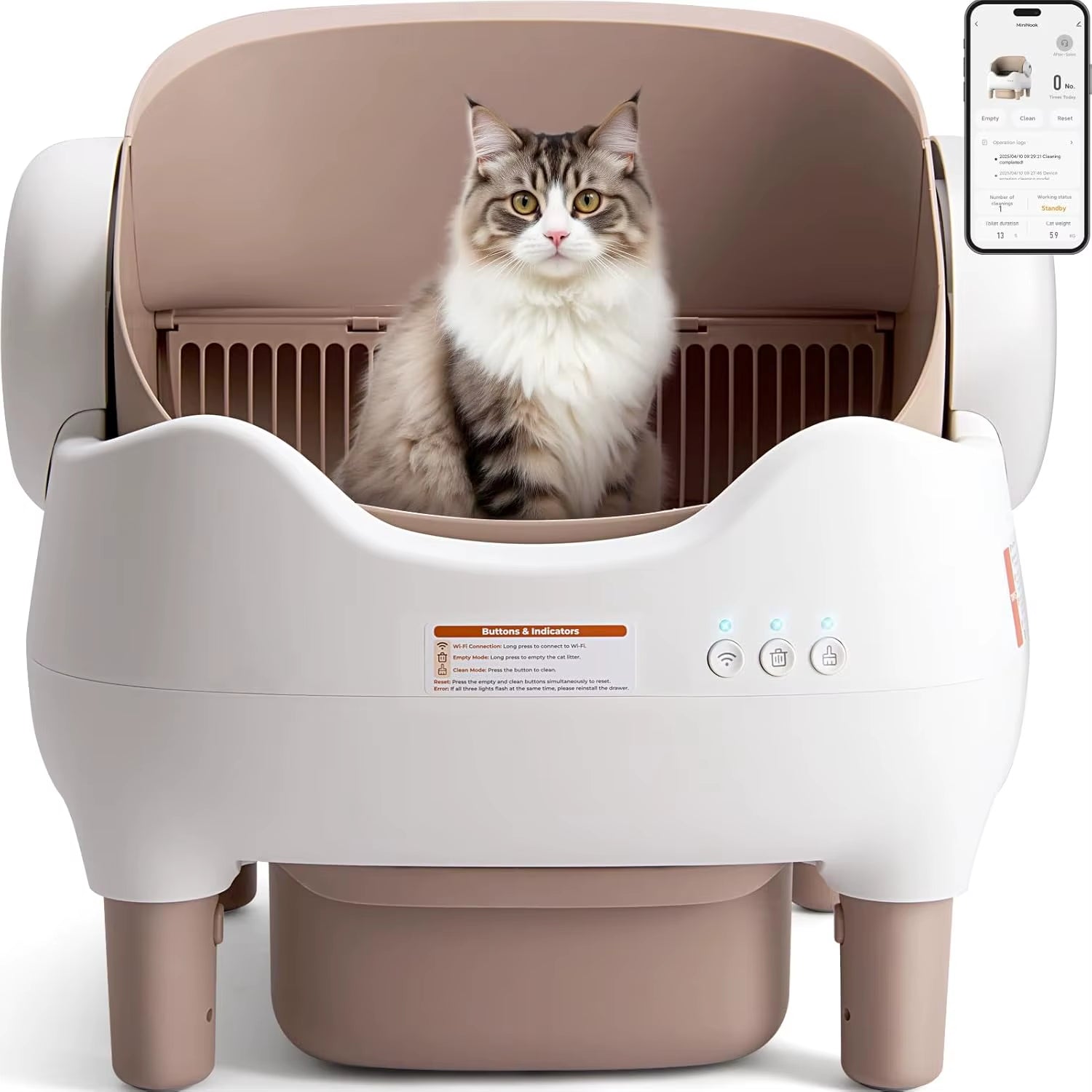 Smart Automatic Cat Litter Box – Open-Top Self-Cleaning Design with App Control & Odor Management