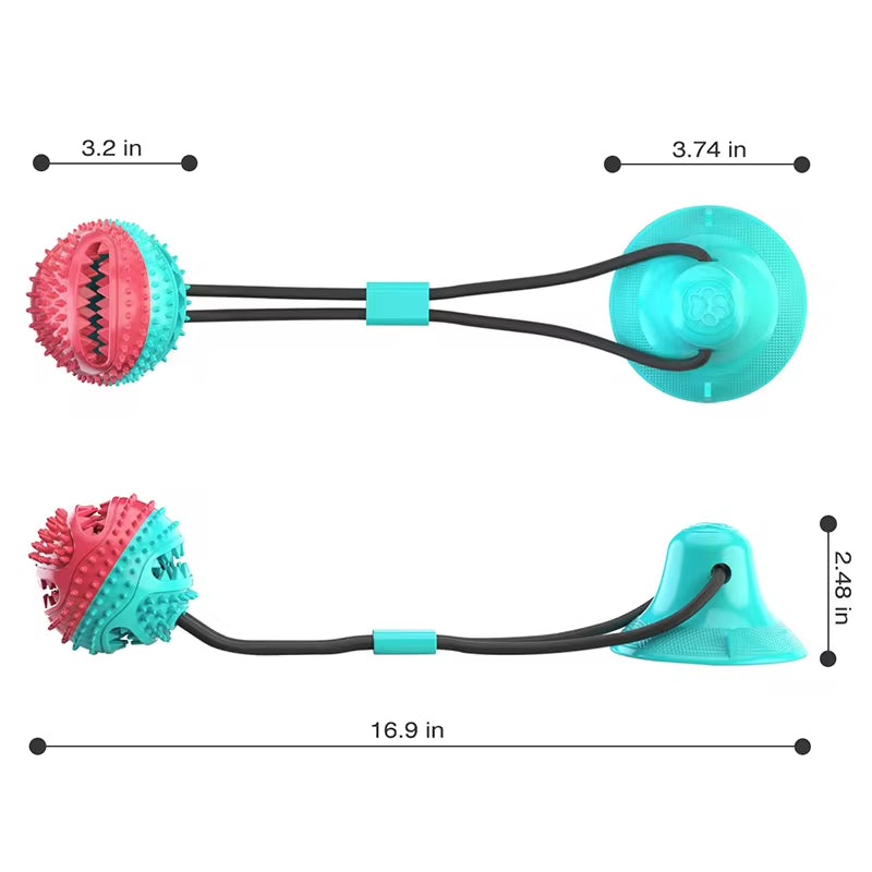 Interactive Large Dog Toy - Suction Cup Ball with Rope, Slow Feeder, Chew Toy for Teeth Cleaning - Perfect for Golden Retrievers & Big Dogs