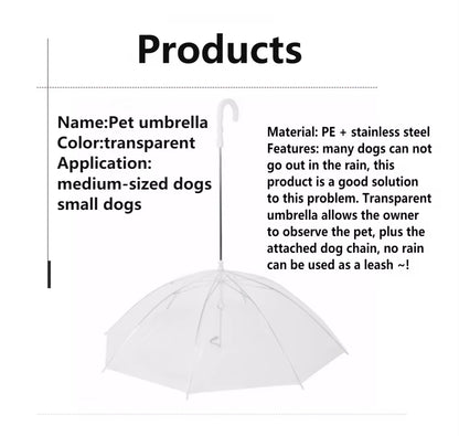 Pet Umbrella Leash for Small Dogs – Rainproof & Snowproof Adjustable Dog Umbrella with Leash