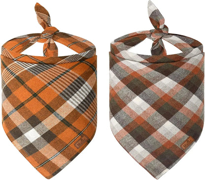 2-Pack Christmas Dog Bandanas – Red & Buffalo Plaid Triangle Scarves for Small to Large Pets