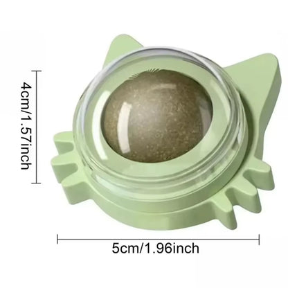 Rotating Catnip Lick Ball Toy – Wall-Mounted Natural Cat Treat Ball for Kittens & Cats, Interactive Dental & Enrichment Toy